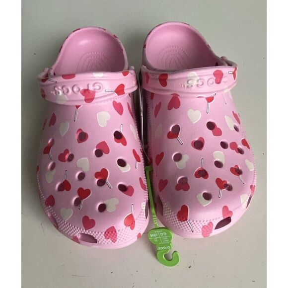 Crocs Classic Vday Clog Valentines Pink Heart Lollipops 209682-6S0 Men’s 9 W 11 - Picture 1 of 11